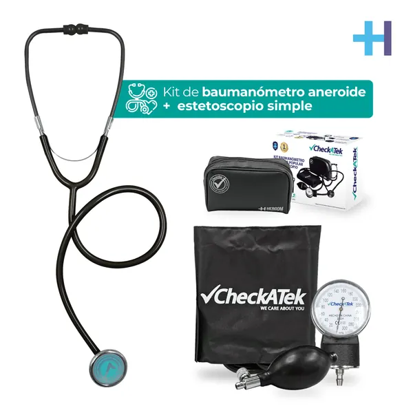 KIT SIMPLE BAUMANOMETRO ANEROIDE POPULAR NEGRO