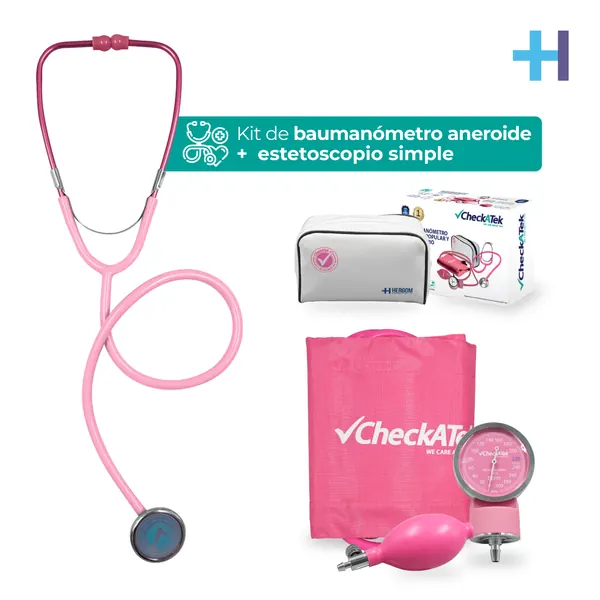 KIT SIMPLE BAUMANOMETRO ANEROIDE POPULAR ROSA