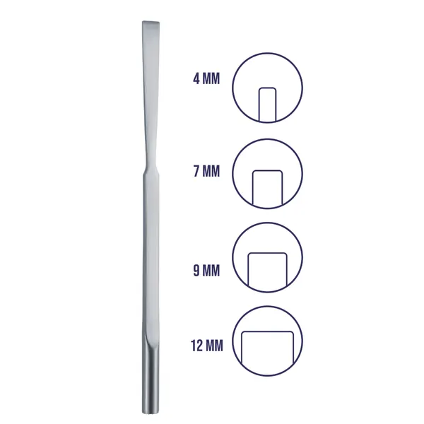 OSTEOTOMO COTTLE. PUNTA DE 12 MM. 18 CM DE LONGITUD.