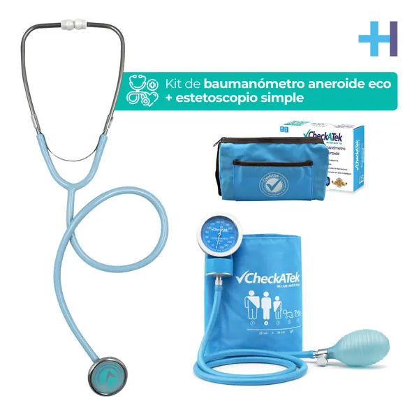 KIT SIMPLE BAUMANOMETRO ANEROIDE ECO AZUL CIELO TRANSPARENTE